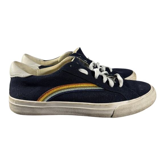 Madewell Sidewalk Low-Top Rainbow Embroidered Blue Canvas Sneaker Shoes Size 8 M - Picture 2 of 9